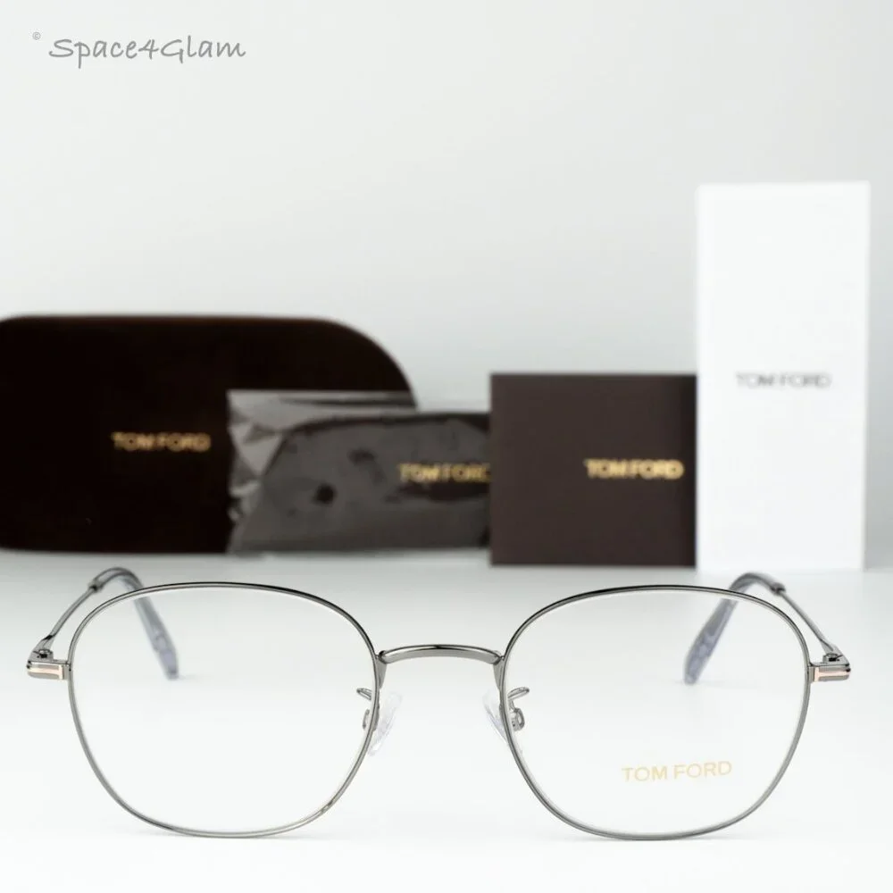 BRAND NEW Tom Ford Women Eyeglasses Gunmetal Blue Block Round FT5790-K/O 008